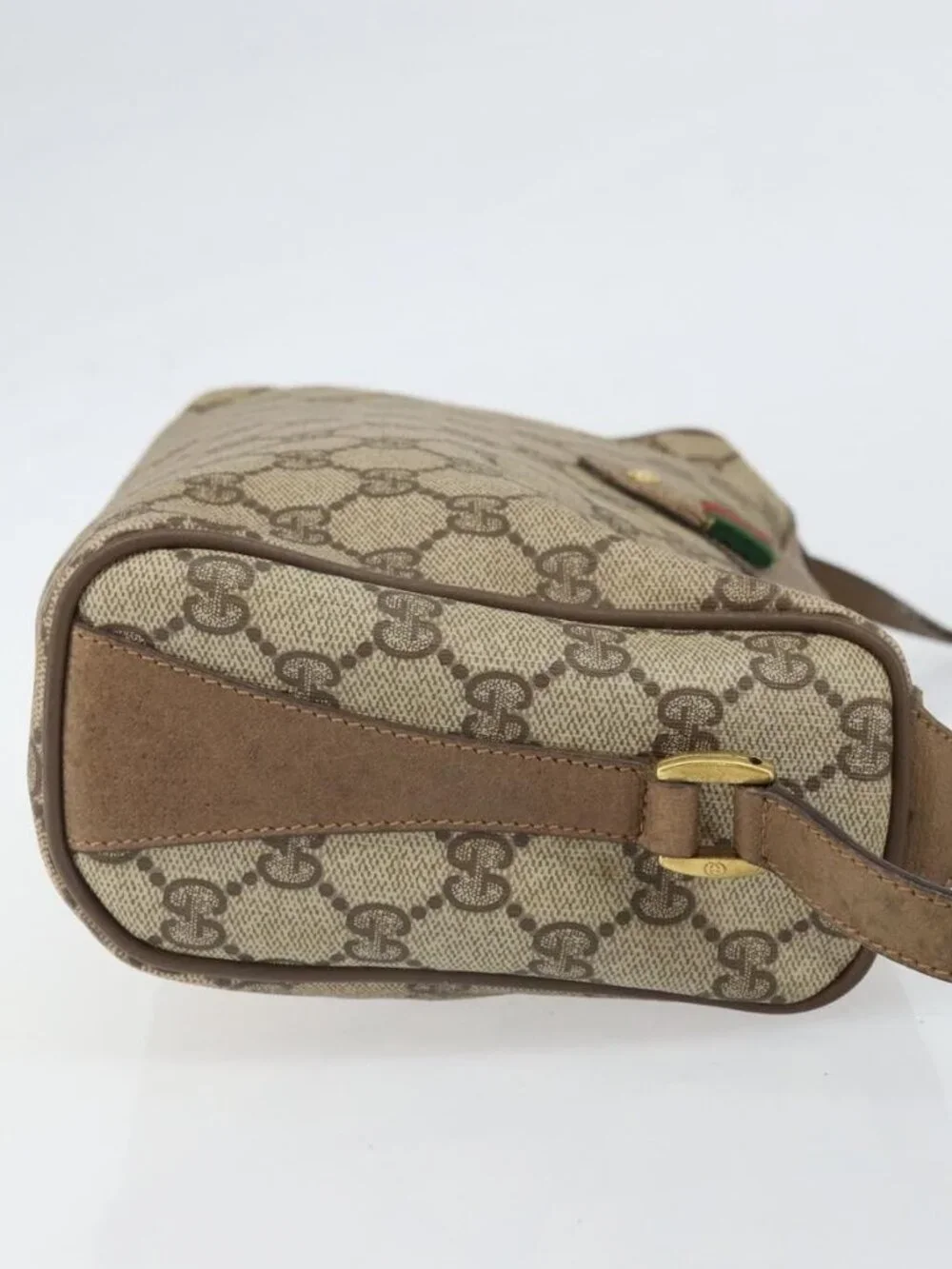 GUCCI GG Supreme Web Sherry Line Bag PVC Beige Gold 89 02 017 Auth 169674 - Picture 5 of 16